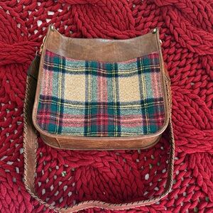 Jen & Co Plaid flannel vegan leather Crossbody Bag